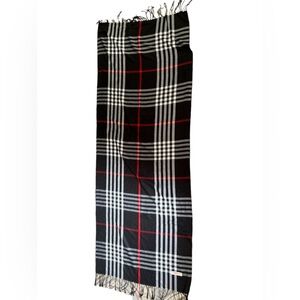 Pashmina blend Black ,white and red Plaid Scarf